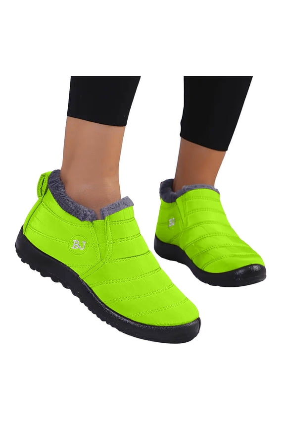 Winter Snow Boots for Women Fleece Lined Ankle Booties Waterproof Outdoor Slip on Walking Shoes with Arch Support