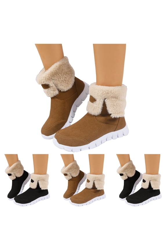 Winter Snow Boots for Women Fleece Lined Non Slip Ankle Booties Memory Foam Fuzzy Outdoor Walking Shoes Black 6