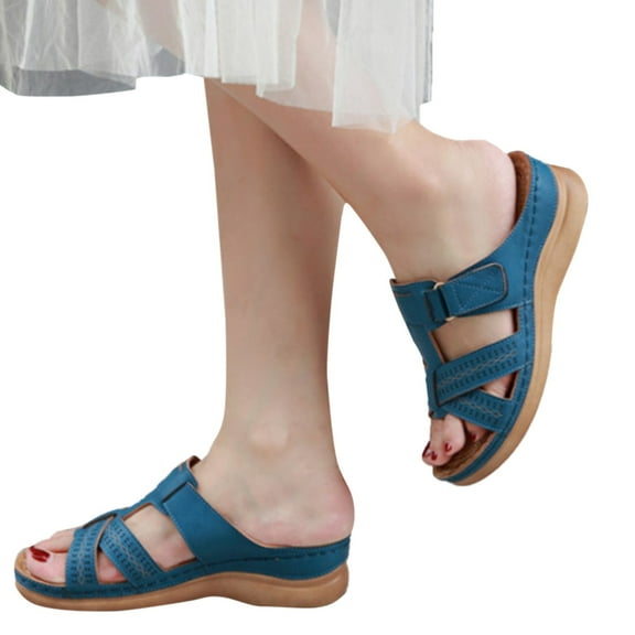 Dakaela Women Arch Support Slides Orthotic Walking Sandals Comfort Casual Slip on Wedge Slippers