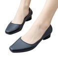 thumbnail image 1 of Dakaela Women Mary Jane Shoes Low Chunky Heel Dress Loafers Square Toe Nurse Work Walking Flats Black 6.5, 1 of 7