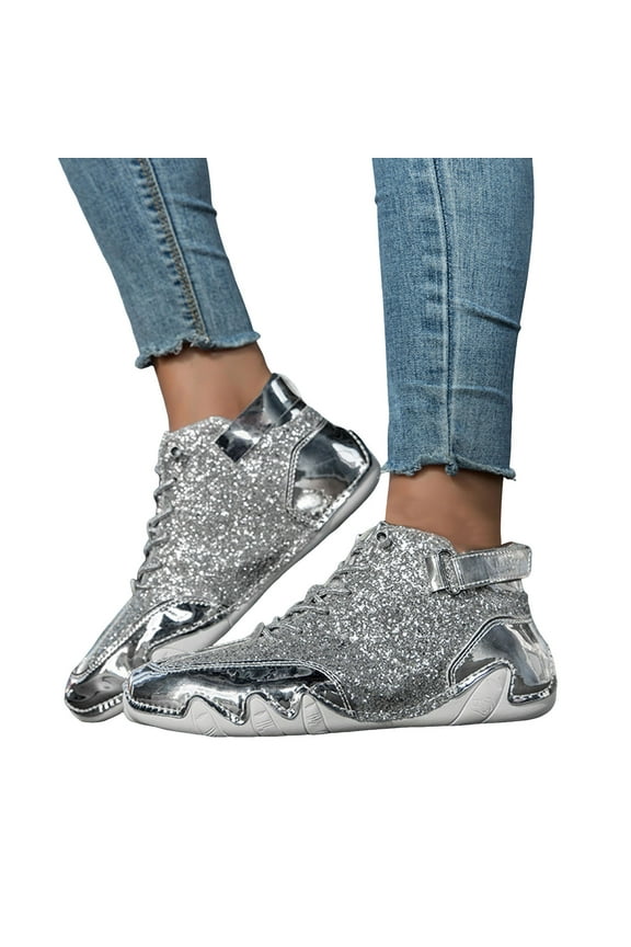 Women Men Outdoor Shoes for Hiking Camping Rhinestone High Top Chukka Boots Non Slip Fashion Sneakers