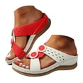 thumbnail image 1 of Dakaela Women Orthotic Slides Comfortable Walking Sandals Arch Support Bohemian Summer Shoes Red 6, 1 of 7