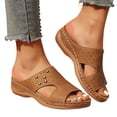 thumbnail image 1 of Dakaela Women Slide Sandals Bohemian Arch Support Slip on Walking Slippers Orthopedic Plantar Fasciitis Comfortable Summer Dressy Shoes Brown 8.5, 1 of 8