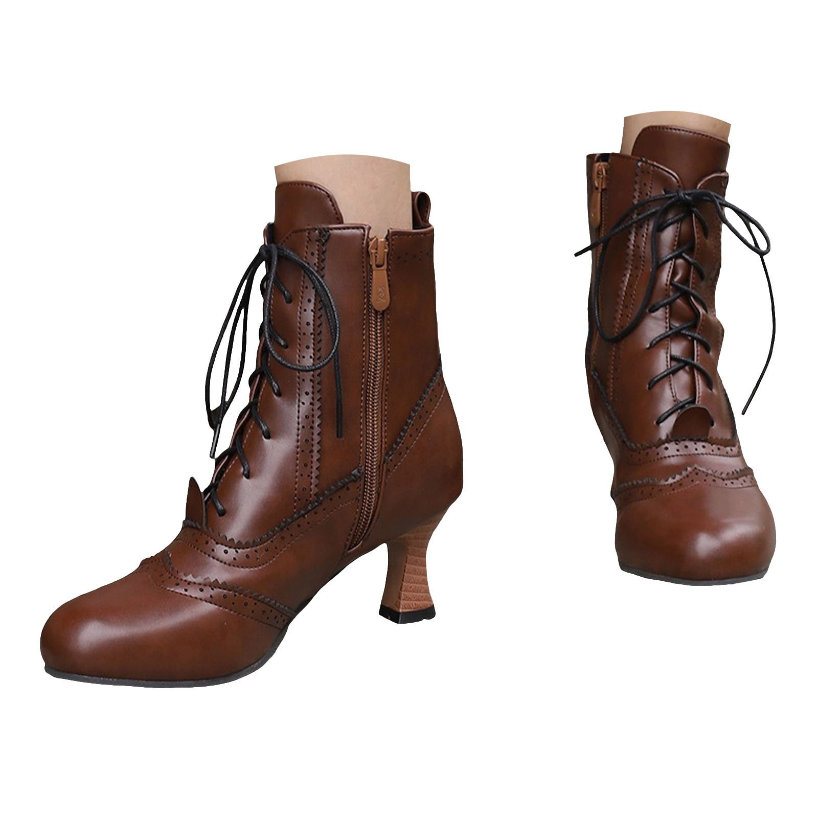 Dakaela Women Victorian Boots Round Toe Lace up Ankle Booties