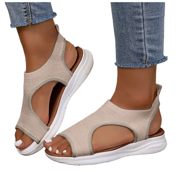 Dakaela Women Walking Sandals Arch Support Orthotic Non Slip Casual Sport Sandal Open Toe Slingback Summer Beach Running Shoes Khaki 7.5