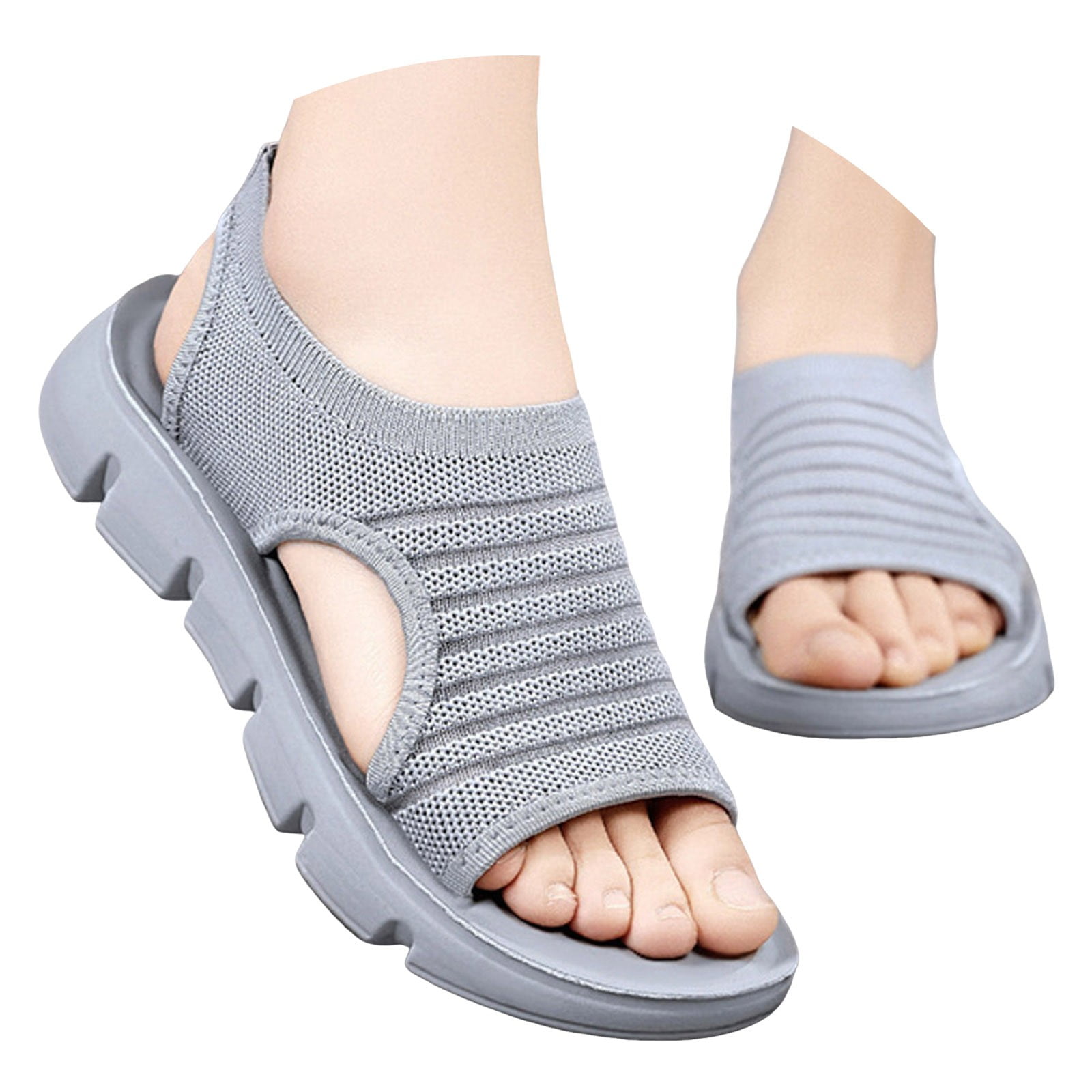 Women's Orthotic Platform Sandals - Arch Support Mesh Sport Sandals With Rhinestones