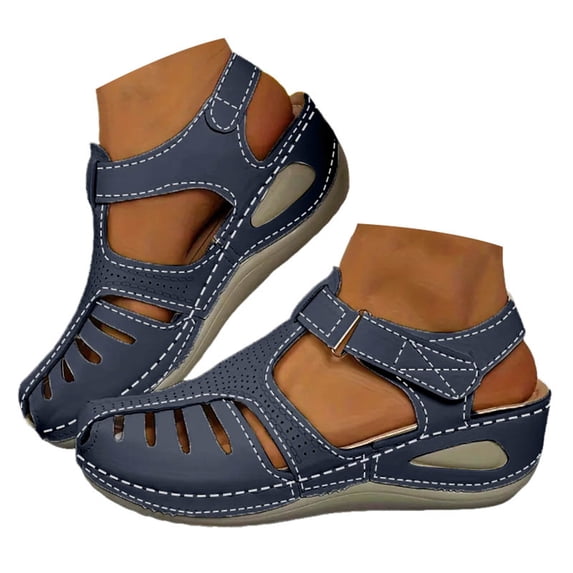 Dakaela Women's 2026 Wedge Sandals Platform Closed Toe Casual Dressy Fisherman Summer Shoes with Ankle Strap and Arch Support,Blue Size 8.5