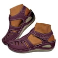 thumbnail image 1 of Dakaela Women's 2026 Wedge Sandals Platform Closed Toe Casual Dressy Fisherman Summer Shoes with Ankle Strap and Arch Support,Purple Size 8.5, 1 of 5