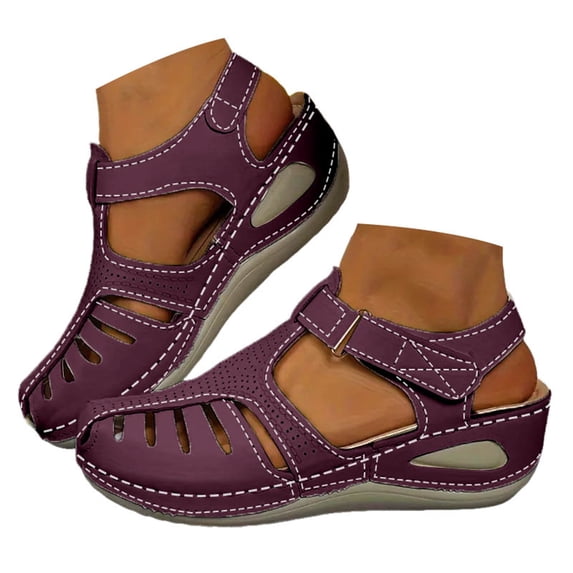 Dakaela Women's 2026 Wedge Sandals Platform Closed Toe Casual Dressy Fisherman Summer Shoes with Ankle Strap and Arch Support,Purple Size 8.5