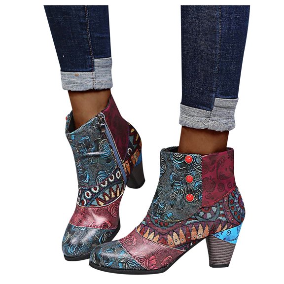 Dakaela Women's Ankle Boots Chunky Low Heeled Short Booties Fashion Dress Western Fall 2025 Shoes