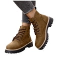 thumbnail image 1 of Dakaela Women's Ankle Combat Boots Waterproof Lace up Hiking Chelsea Booties Wide Widths Winter Outdoor Dress Shoes Brown 8.5, 1 of 9