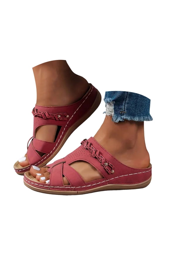 Women's Arch Support Wedges Sandals Slip on Platform Beach Slides Memory Foam Recovery Shoes