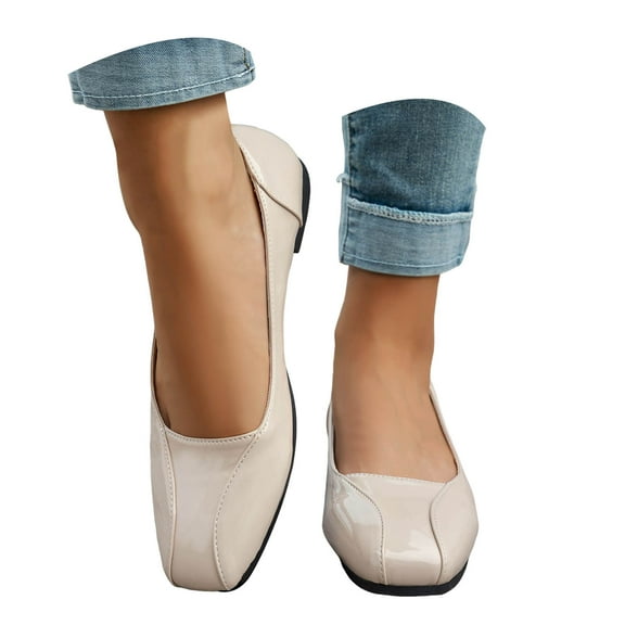 Dakaela Women's Ballet Flats Closed Square Toe Slip on Dress Shoes Ladies Comfortable Walking Loafers