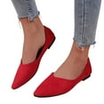 thumbnail image 1 of Dakaela Women's Ballet Flats Comfortable Casual Dressy Shoes Pointed Toe Suede Slip on Loafers Red 9, 1 of 7