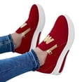 thumbnail image 1 of Dakaela Women's Casual Walking Shoes Leather Slip on Sneakers Platform Tennis Work Loafers Red 7.5, 1 of 5