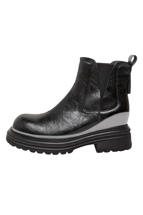 Women's Chelsea Boots Slip on Low Heeled Booties Fall Winter Work Dress Combat Casual Shoes
