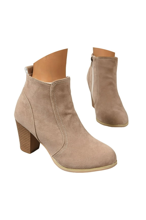 Women's Chelsea Pump Ankle Boots Closed Toe Stacked Heel Western Dress Short Booties Shoes