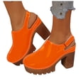 thumbnail image 1 of Dakaela Women's Chunky Heels Sandals Closed Round Toe Slingback Clogs Platform Slip on Dress Mules Pumps for Wedding Bride Party Orange Size 9.5, 1 of 9