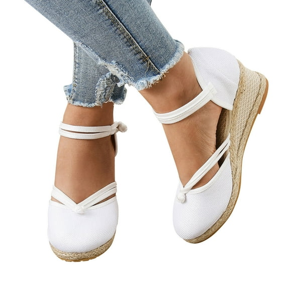 Dakaela Women's Closed Toe Platform Sandals Summer Ankle Strap Espadrilles Wedge Shoes Sizes 6-9