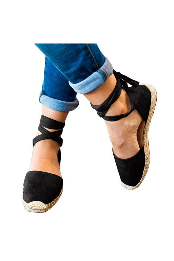 Women's Closed Toe Sandals Comfort Cork Footbed Flats Ankle Strap Ballet Dance Shoes Size 6-9