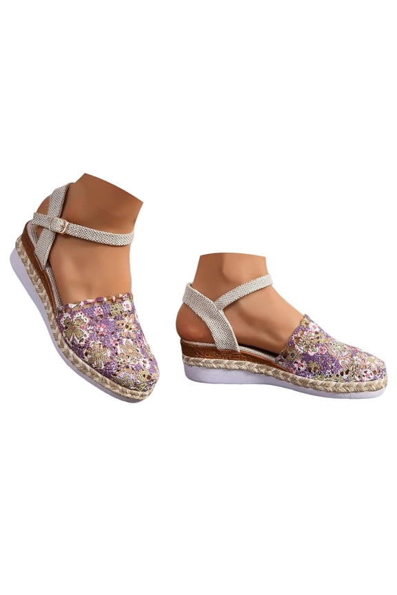 Women's Closed Toe Sandals Platform Wedge Espadrilles Ankle Strap Summer Work Dressy Shoes