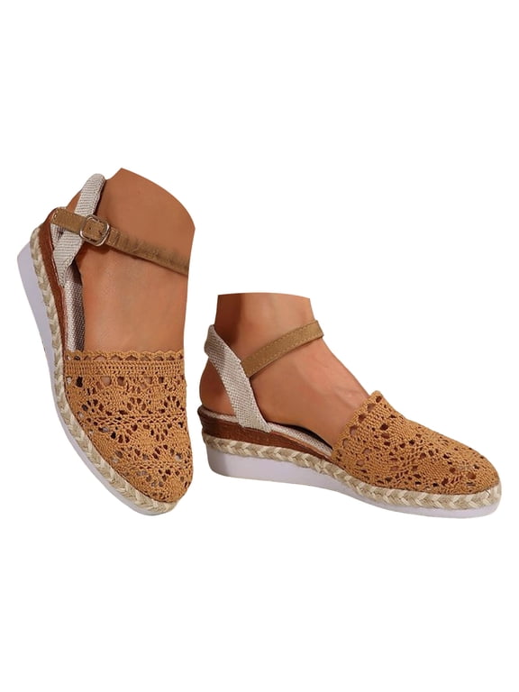 Women's Closed Toe Sandals Platform Wedge Espadrilles Ankle Strap Summer Work Dressy Shoes