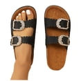 thumbnail image 1 of Dakaela Women's Cork Footbed Sandals Comfortable Rhinestone Two Buckles Summer Shoes Casual Work Walking Slip on Slides Size 7, 1 of 7