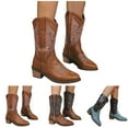 thumbnail image 1 of Dakaela Women's Cowboy Boots Mid Calf Cowgirl Mid Calf Boot Western Round Toe Pull on Ankle Booties, 1 of 8