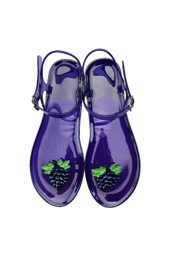 Women's Cute Flat Sandals Jelly Fruit Beach Flip Flops Ankle Buckle Summer Walking Shoes Size 6-9