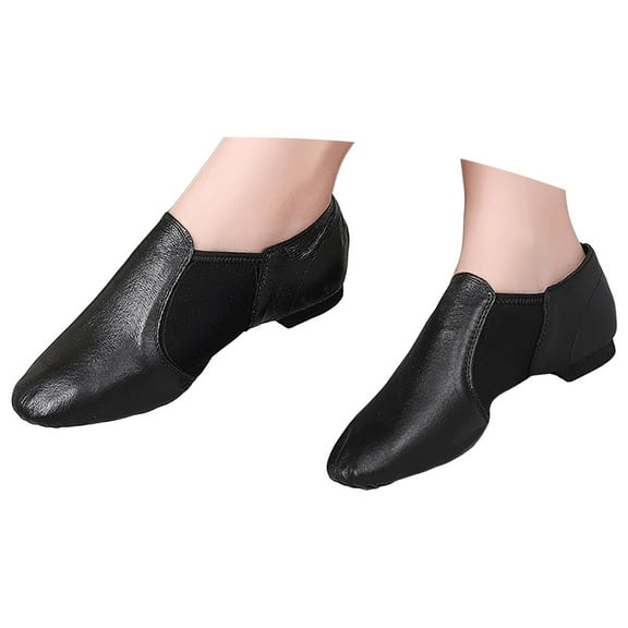 Dakaela Women's Dance Shoes Leather Elastic Jazz Dancing Slip on Shoes Training Ballroom Ballet Shoe