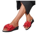 thumbnail image 1 of Dakaela Women's Dress Slide Sandals Suede Bow Wedge Slip on Walking Shoes Open Toe Backless Casual Mules Slippers for Summer Beach Vacation Size 9.5, 1 of 7
