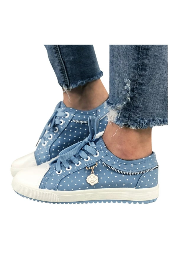 Women's Fashion Sneakers Low Top Canvas Shoes for Women Lace up Walking Running Flats Blue 8