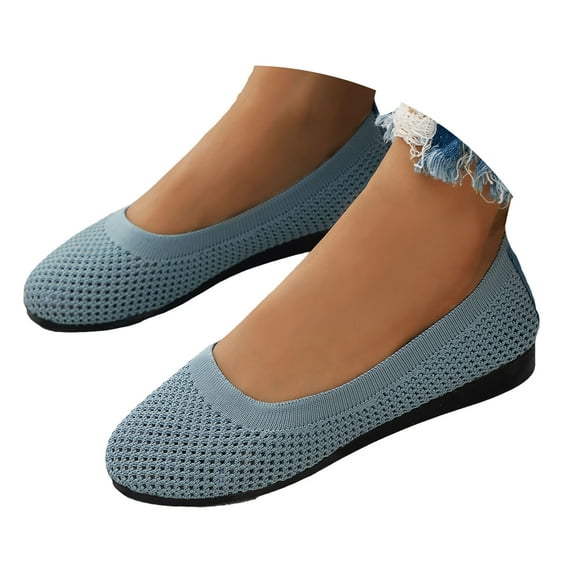 Dakaela Women's Flat Ballet Shoes Knit Round Toe Slip on Flats Casual Office Dress Work Walking Shoes