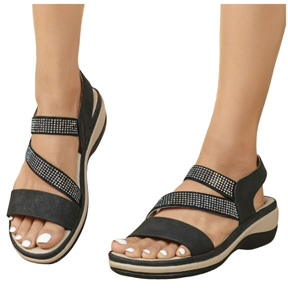 Dakaela Women's Flat Sandals Arch Support Casual Walking Slip on Shoes Comfortable Open Toe Dressy Sandal