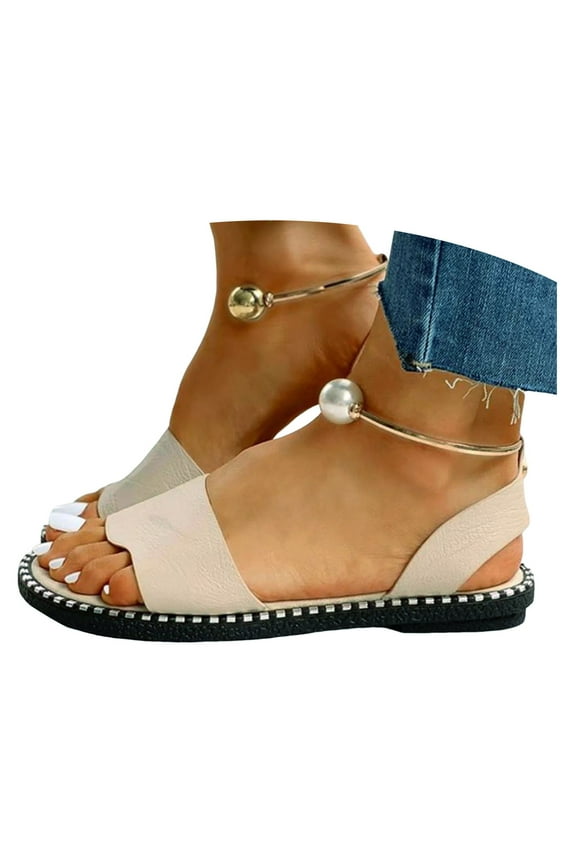 Women's Flat Sandals Comfortable Dressy Summer Shoes Ankle Strap Footbed Slides Flip Flops