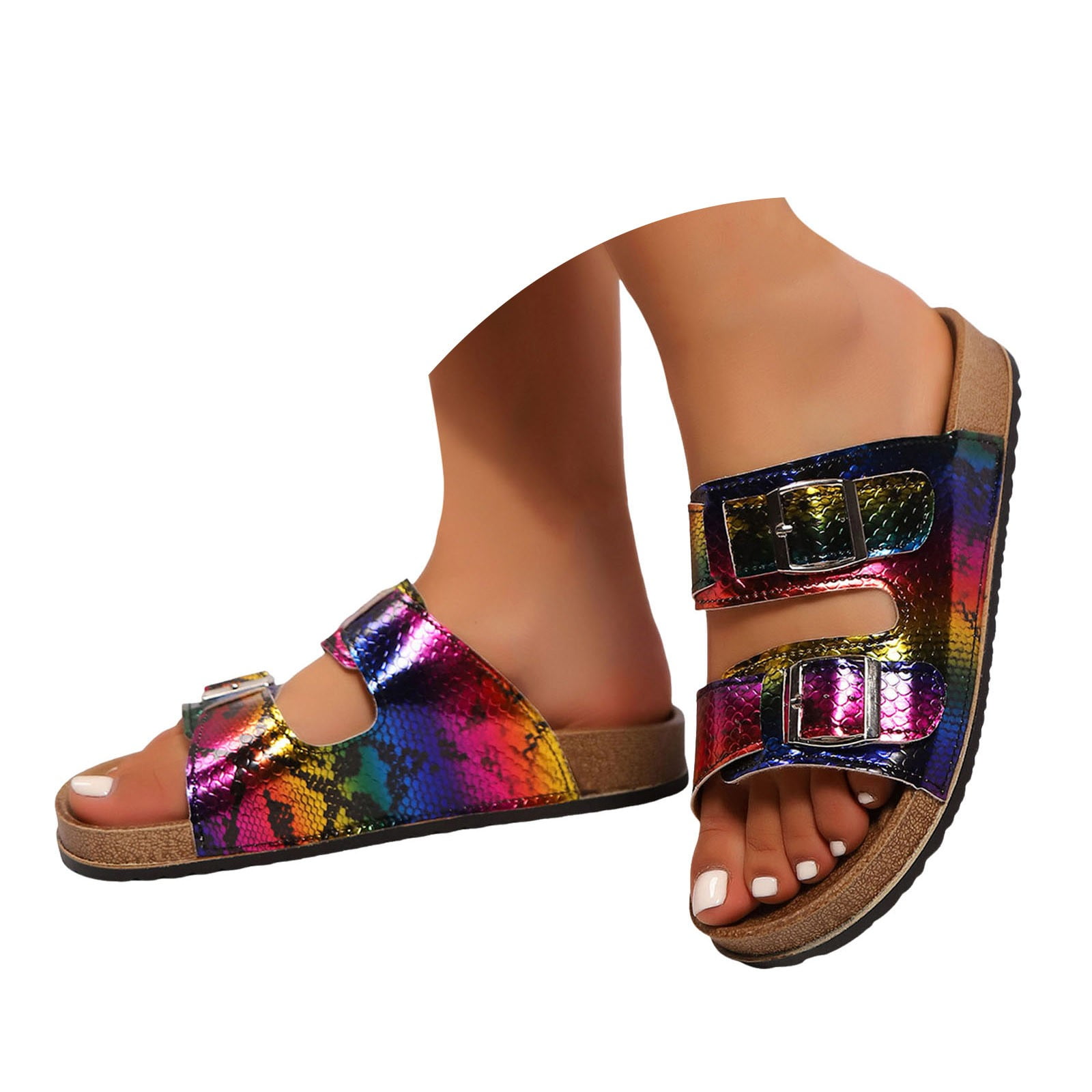 Dakaela Women s Flat Sandals Cork Footbed Slides Arch Support Slip On dakaela-women-s-flat-sandals-cork-footbed-slides-arch-support-slip-on