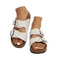 thumbnail image 1 of Dakaela Women's Flat Sandals Cork Footbed Slides Arch Support Slip on Walking Shoes with Adjustable Buckle, 1 of 8