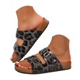 thumbnail image 1 of Dakaela Women's Flat Sandals Cork Footbed Slides Arch Support Slip on Walking Shoes with Adjustable Buckle, 1 of 6