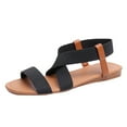 thumbnail image 1 of Dakaela Women's Flat Sandals Open Toe Elastic Strap Summer Slip on Shoes Casual Footbed Slide Slippers, 1 of 3
