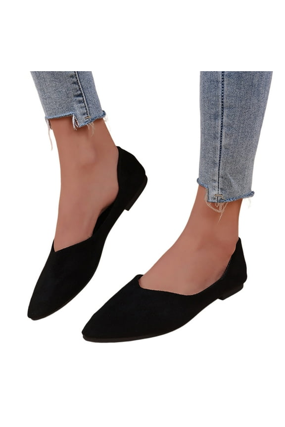 Women's Flats Classic Pointed Toe Ballet Shoes Comfort Slip on Business Work Loafers Black 8.5