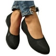 thumbnail image 1 of Dakaela Women's Flats Shoes Comfortable Low Wedge Heel Ballet Dress Shoes Round Toe Slip on Work Walking Driving Moccasins Black 6, 1 of 8