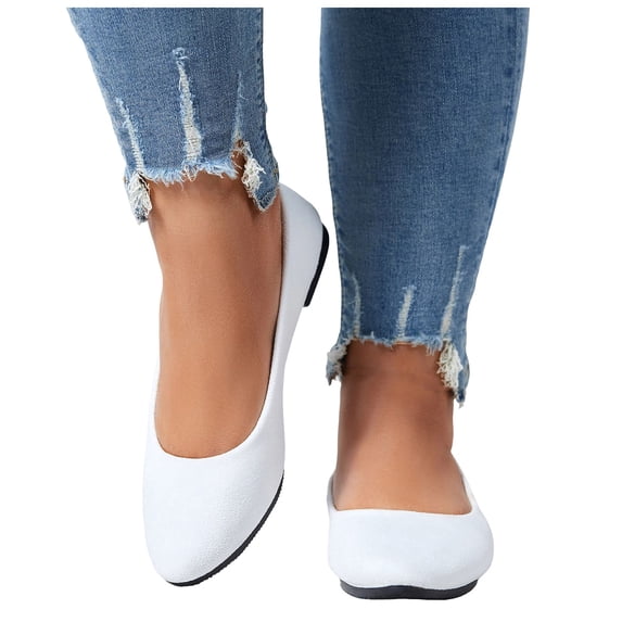 Dakaela Women's Flats Shoes Comfortable Suede Causal Slip on Dress Shoes Business Work Office Driving Walking Work Loafers White 6.5