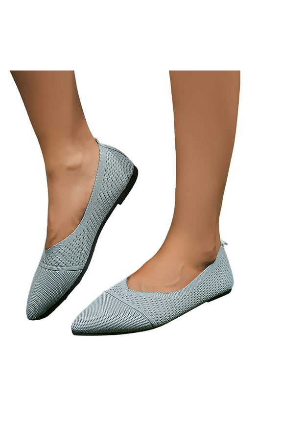 Women's Flats Shoes Pointed Toe Knit Ballet Dressy Loafers Mesh Comfortable Walking Slip ons