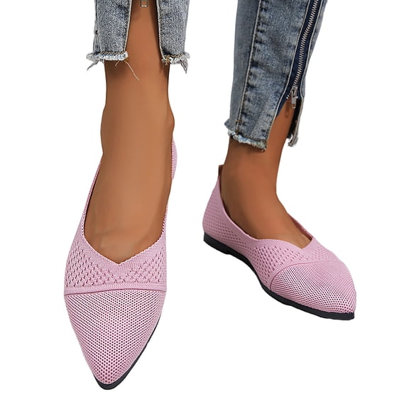 Dakaela Women's Flats Shoes Pointed Toe Knit Ballet Dressy Loafers Mesh Comfortable Walking Slip ons