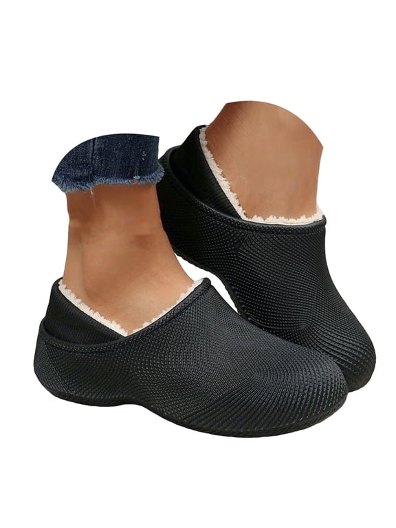 Women's Fleece Lined Waterproof Clogs Warm Slip On Winter Garden Shoes Indoor Outdoor Mule Slippers with Arch Support Size 6-11