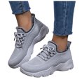 Fall Weather Running Images Dakaela Women's Fleece Lined Winter Sneakers Lace Up Knit Warm Casual ...