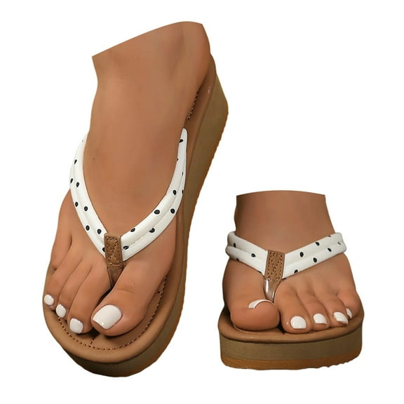 Dakaela Women's Flip Flops Arch Support Ladies Wedge Platform Thong Sandals Non Slip Summer Shoes