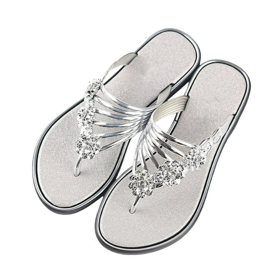 Dakaela Women's Flip Flops Rhinestone Comfort Thong Slide Sandals 2025 Fashion Summer Beach Flat Shoes