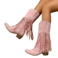 thumbnail image 1 of Dakaela Women's Fringe Western Boots Vintage Tassel Cowgirl Cowboy Boots Block Heel Pull on Knight Knee High Boots, 1 of 7