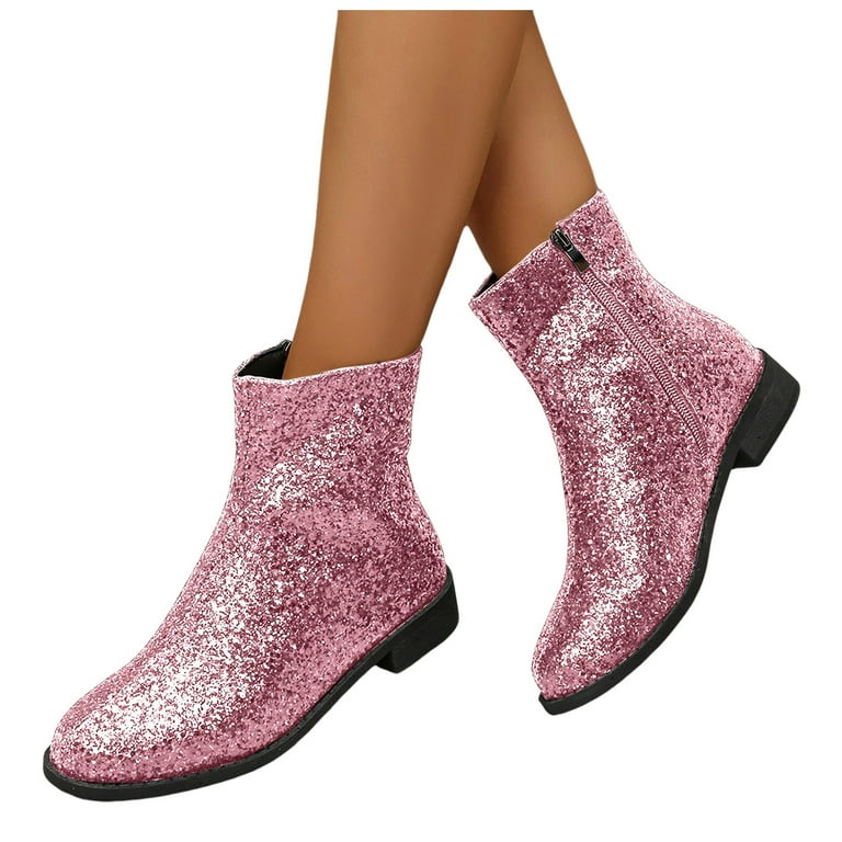 Dakaela Women's Glitter Ankle Boots Sequin Sparkly Slip on Sock